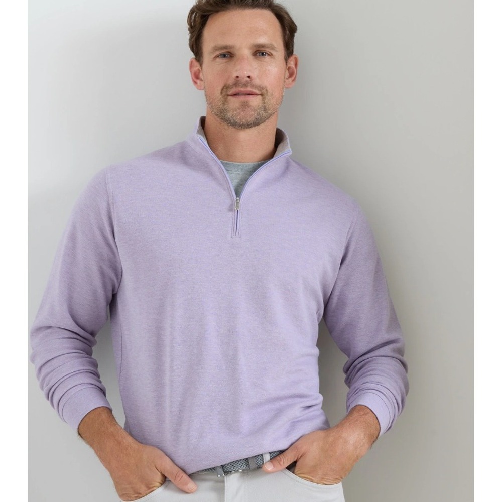 Peter Millar Mens Crown Comfort Lilac 1/4 Zip Pullover